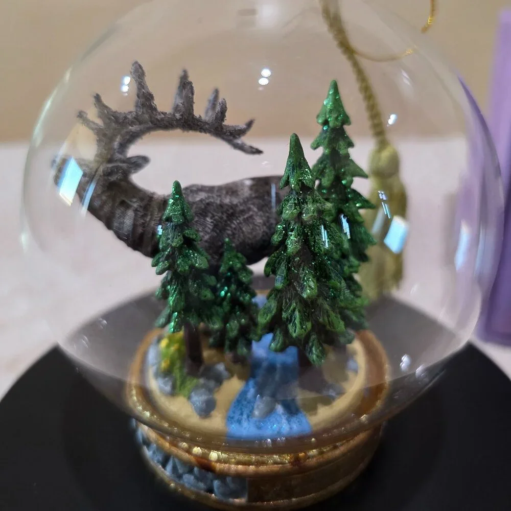 The Memory Globe Ornament ELK IN THE WOODS Christmas Holiday Boxed Flavia Milano